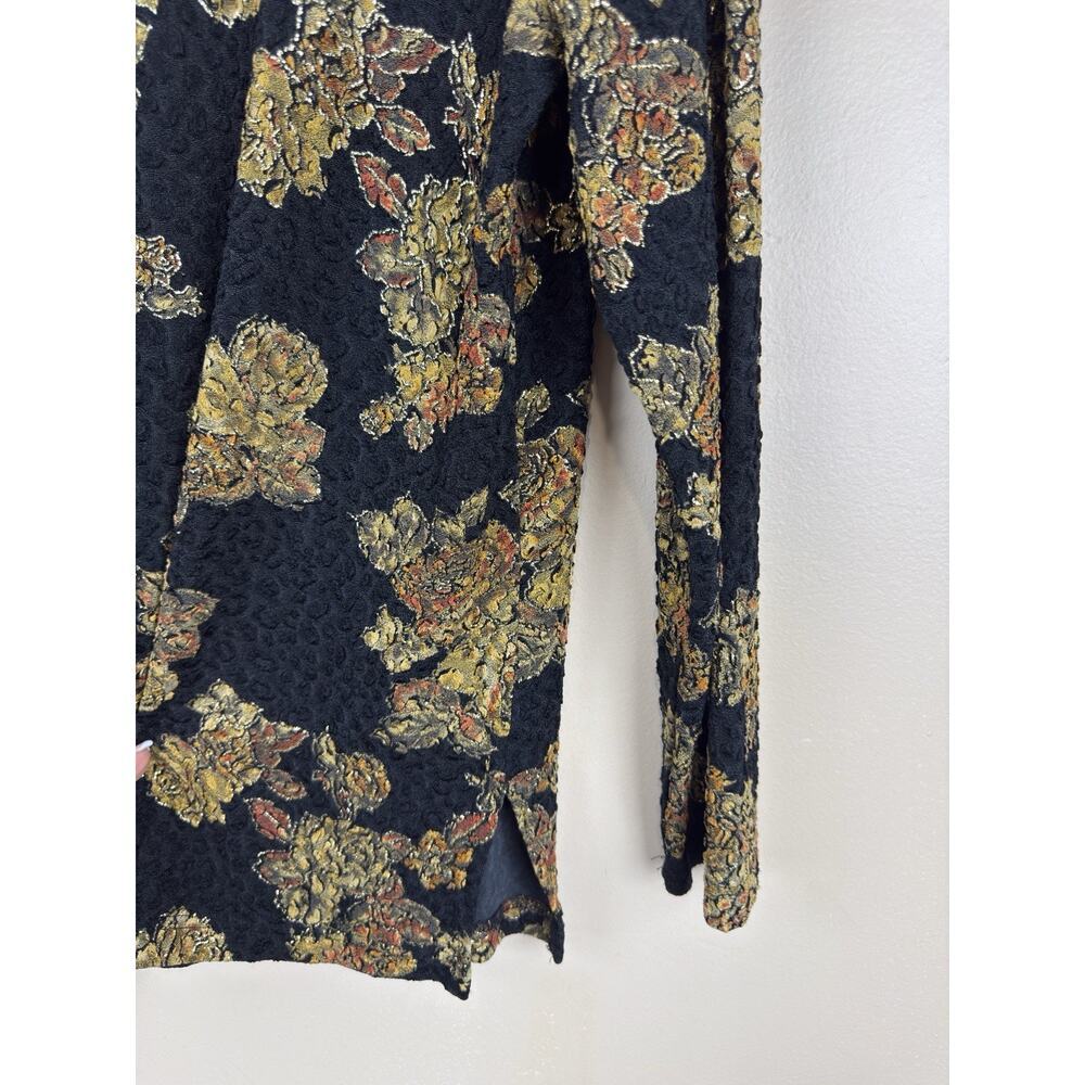 Coldwater Creek Black Gold Metallic Button Down Soft Blouse Women’s Flowy Size M - Picture 6 of 13